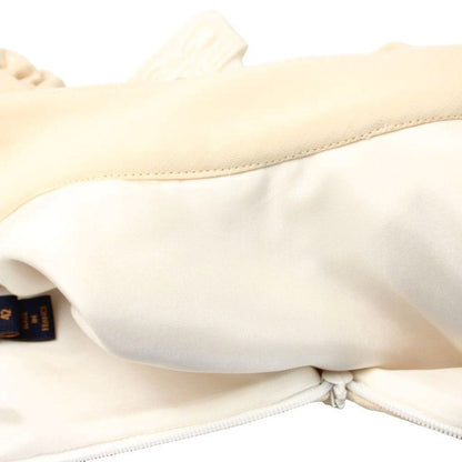 Louis Vuitton Dress Ruffle Calfskin Length Long Sleeve Pleats Ruffles 42 Beige — view 8