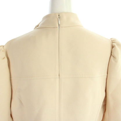 Louis Vuitton Dress Ruffle Calfskin Length Long Sleeve Pleats Ruffles 42 Beige — view 7