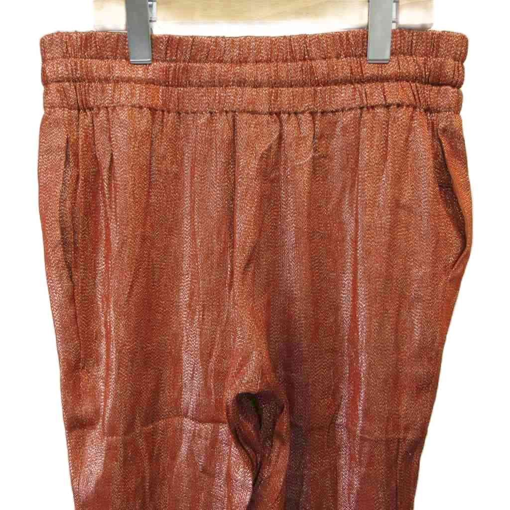 Gucci Last Brown Lame Waist Tie Joggers Pants Easy Silk 40 Orange Drawstring — view 4
