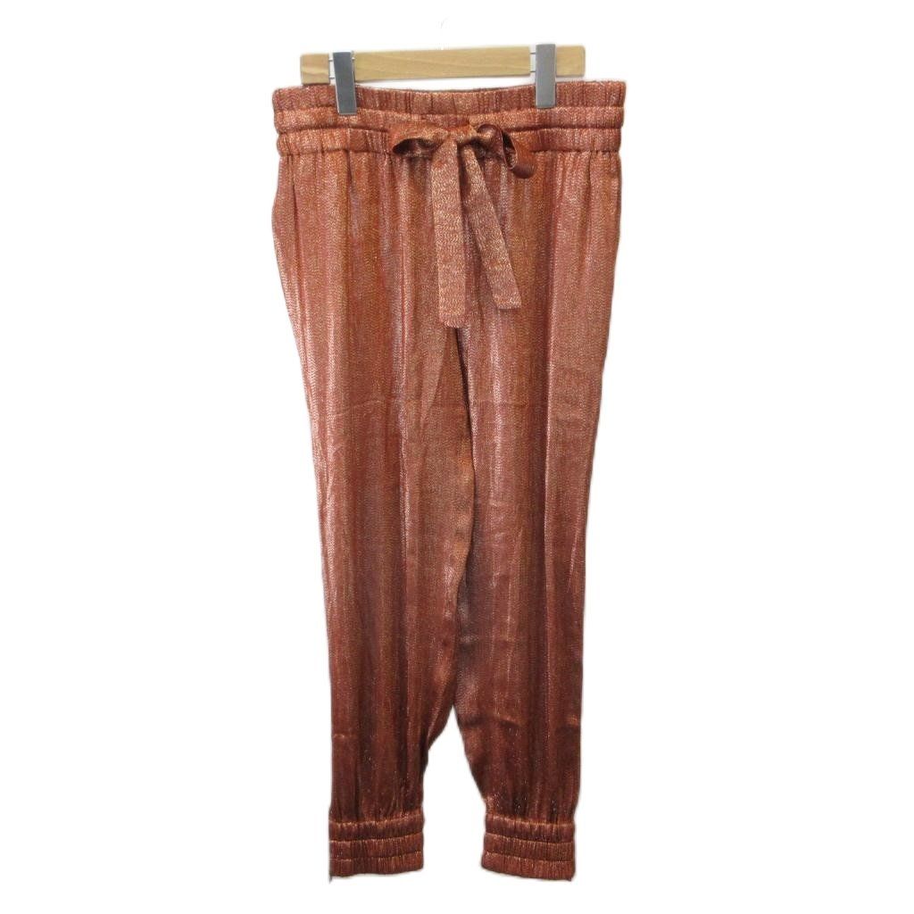 Gucci Last Brown Lame Waist Tie Joggers Pants Easy Silk 40 Orange Drawstring