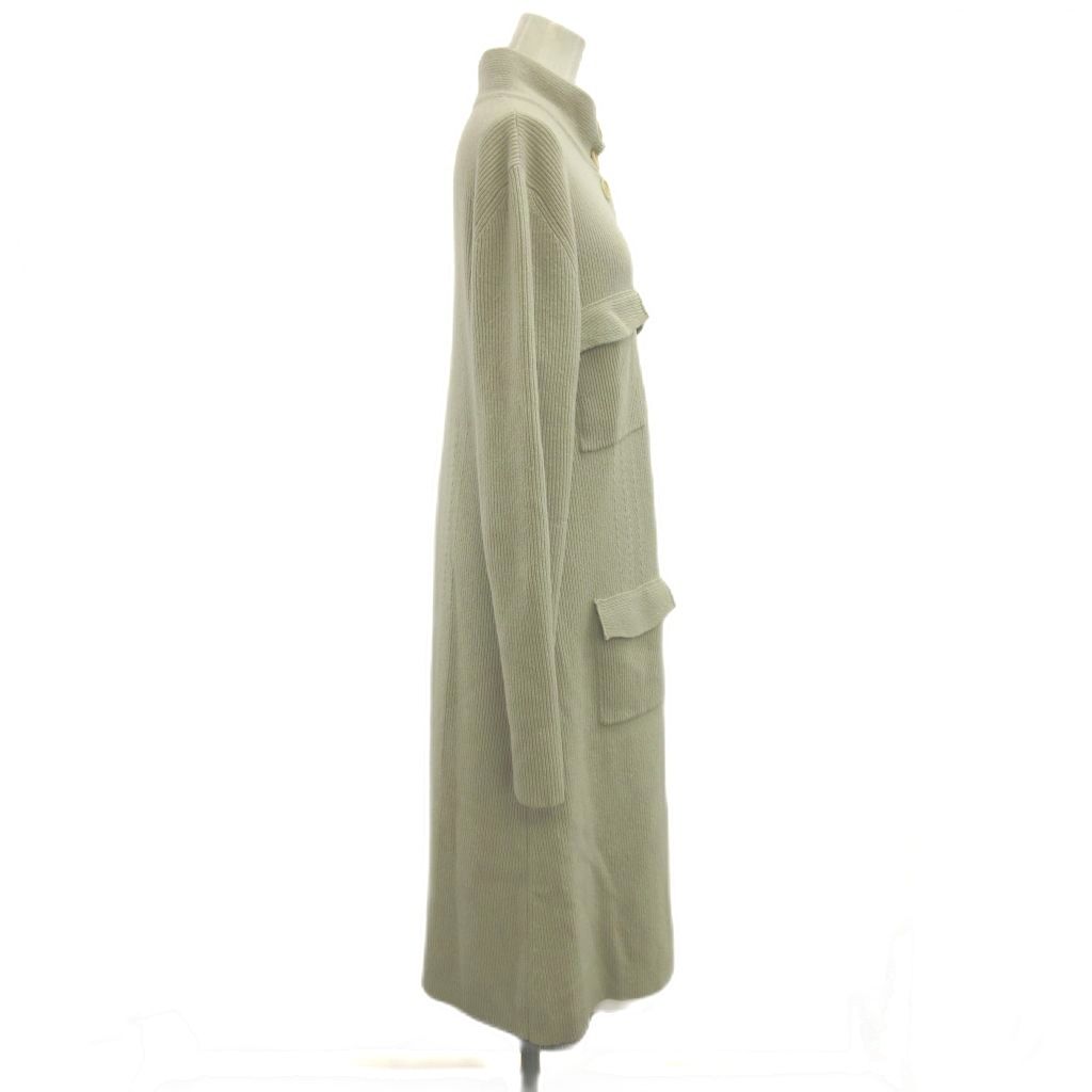 Max Mara S 'S Long Cardigan Wool Cashmere Blend L Beige Gray Ribbed Long Sleeve — view 3