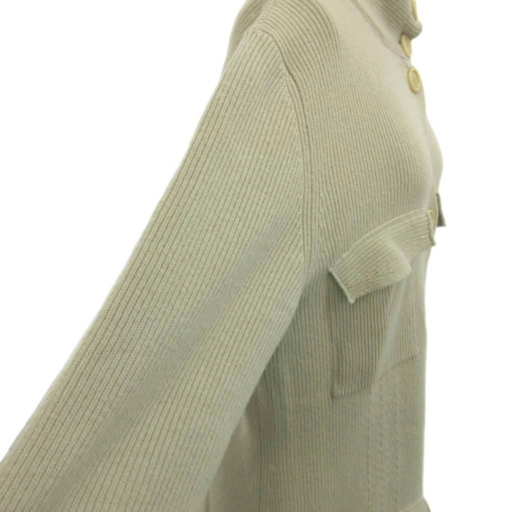 Max Mara S 'S Long Cardigan Wool Cashmere Blend L Beige Gray Ribbed Long Sleeve — view 5