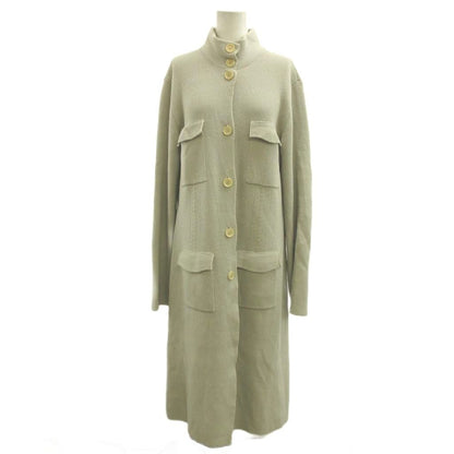 Max Mara S 'S Long Cardigan Wool Cashmere Blend L Beige Gray Ribbed Long Sleeve