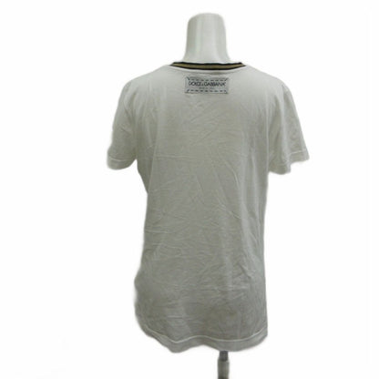 Dolce & Gabbana And & Top T-Shirt Silk 38 White Logo Print Heart Short Sleeve KK — view 4