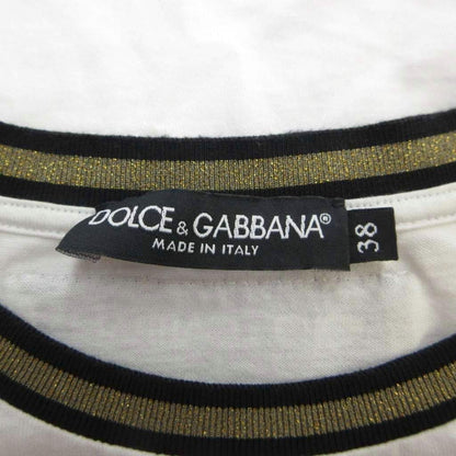 Dolce & Gabbana And & Top T-Shirt Silk 38 White Logo Print Heart Short Sleeve KK — view 5