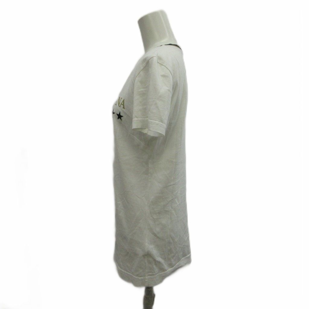 Dolce & Gabbana And & Top T-Shirt Silk 38 White Logo Print Heart Short Sleeve KK — view 3