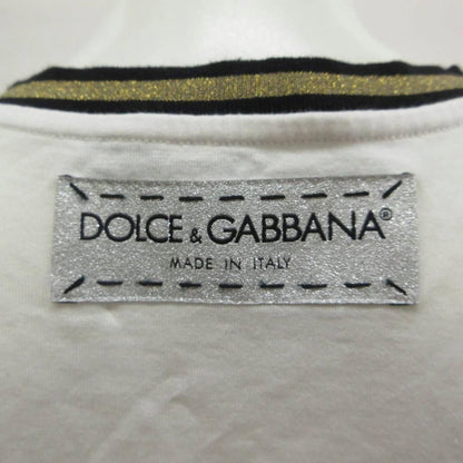 Dolce & Gabbana And & Top T-Shirt Silk 38 White Logo Print Heart Short Sleeve KK — view 6
