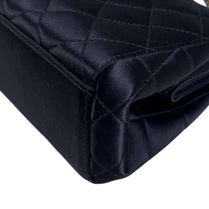 Chanel Quilted Shoulder Bag Satin Black CC Logo — view 7