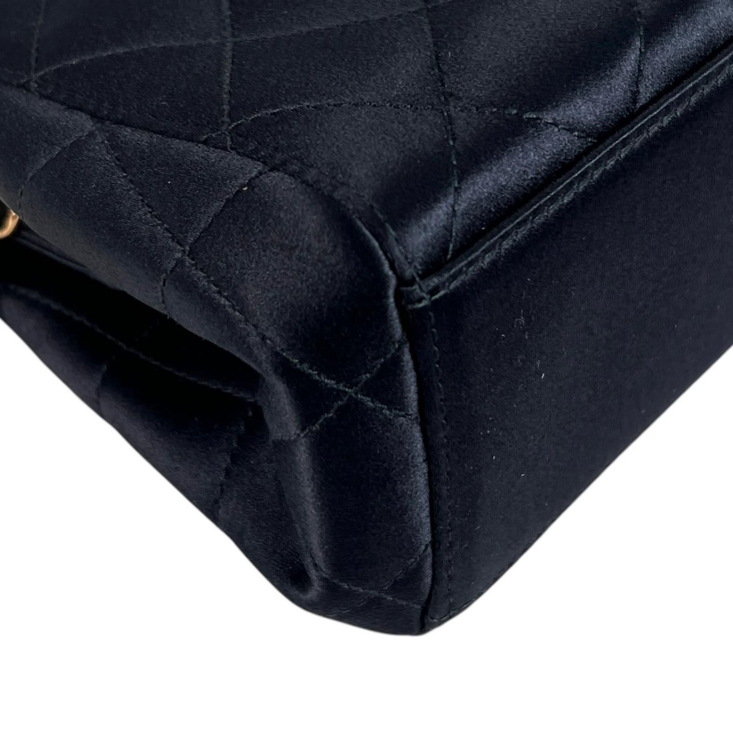 Chanel Quilted Shoulder Bag Satin Black CC Logo — view 8