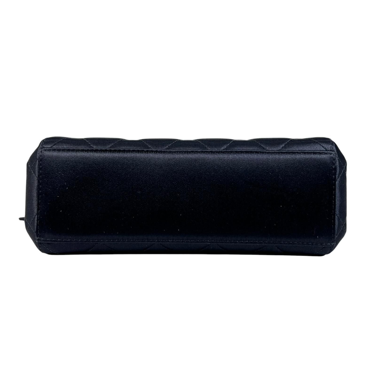 Chanel Quilted Shoulder Bag Satin Black CC Logo — view 4