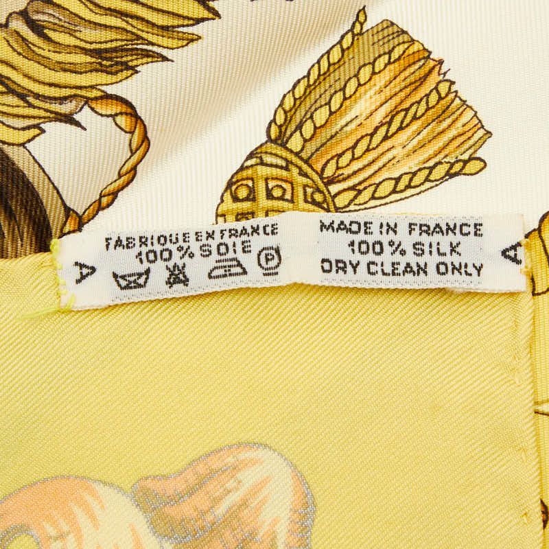 Hermes Carre 90 LV Dovicvs Magnvs White Louis Xiv On Horse Scarf Yellow Silk — view 5