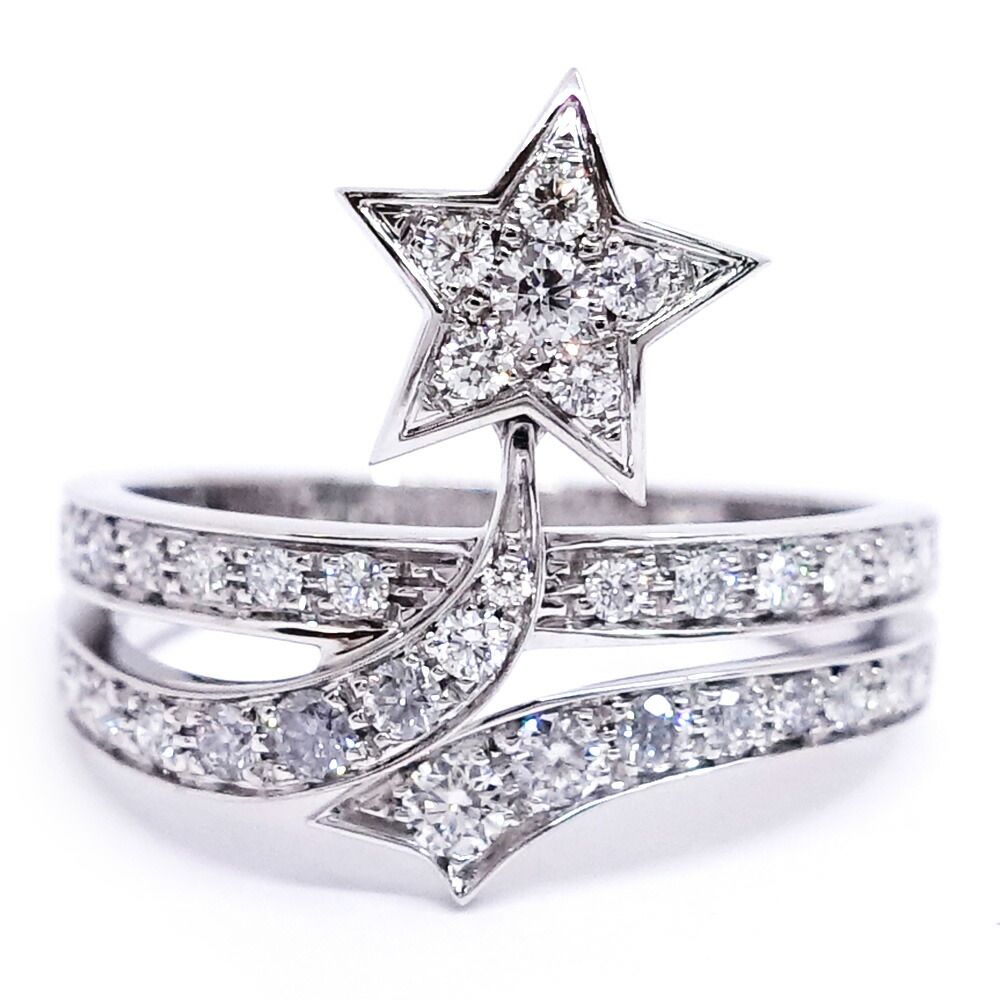 Chanel 18K White Gold Comet Diamond Ring Star