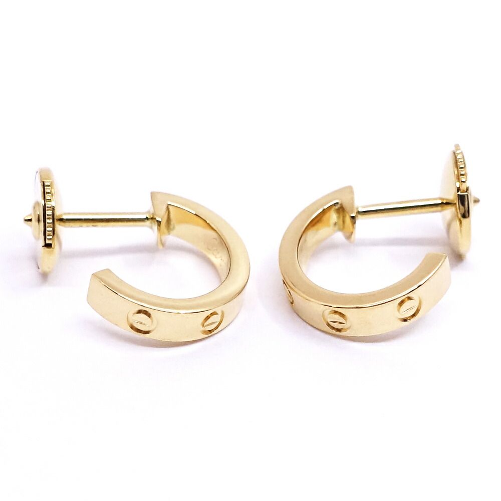 Cartier 18K Yellow Gold Mini Love Hoop Earrings SM Small — view 6