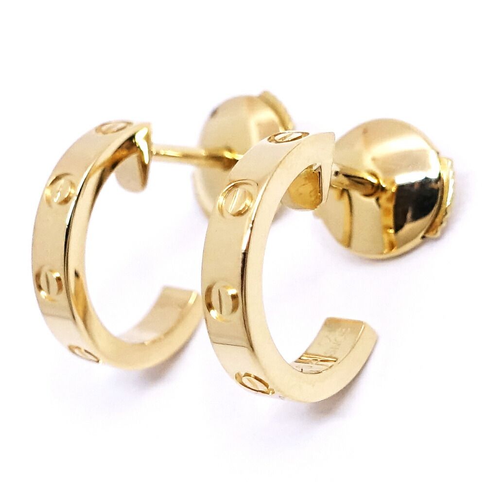 Cartier 18K Yellow Gold Mini Love Hoop Earrings SM Small
