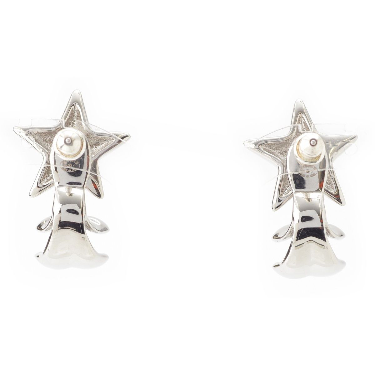 Chanel Silver CC Logo Star Earrings — view 2