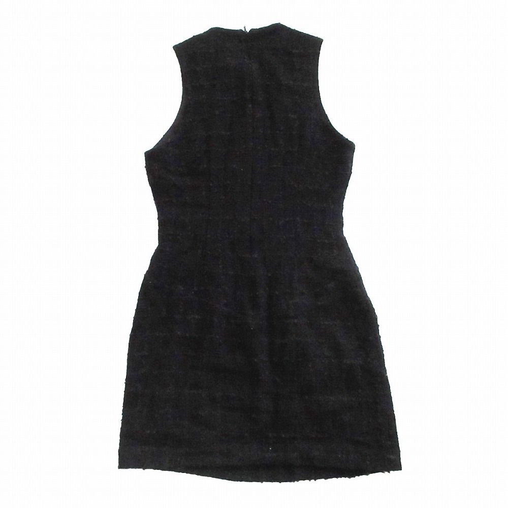 Versace Versus Dress Tweed Front Slit Sleeveless Black 40 — view 2