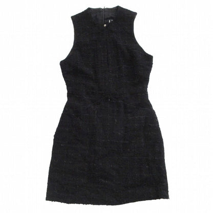 Versace Versus Dress Tweed Front Slit Sleeveless Black 40