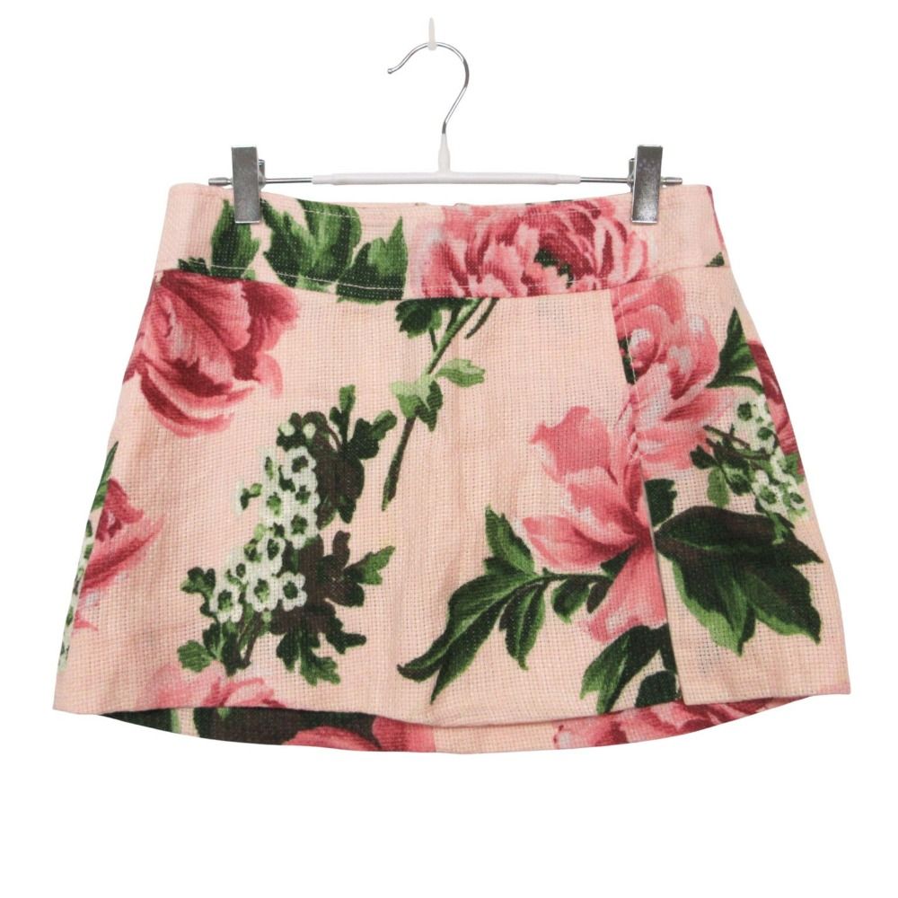 Dolce & Gabbana Mini Skirt Floral Linen Pink