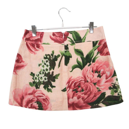 Dolce & Gabbana Mini Skirt Floral Linen Pink — view 2