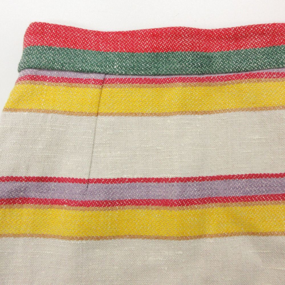 Gucci Skirt 100% Linen Border Midi Length Side Zip Tight Straight Contrast — view 5