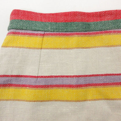 Gucci Skirt 100% Linen Border Midi Length Side Zip Tight Straight Contrast — view 5
