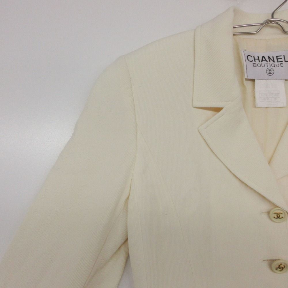 Chanel Chesterfield CC Logo Button Long Coat Notch Lapel Shoulder Pad Fully — view 4