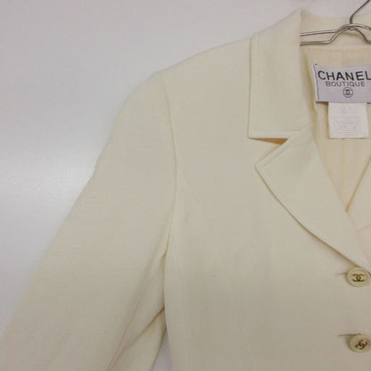 Chanel Chesterfield CC Logo Button Long Coat Notch Lapel Shoulder Pad Fully — view 4