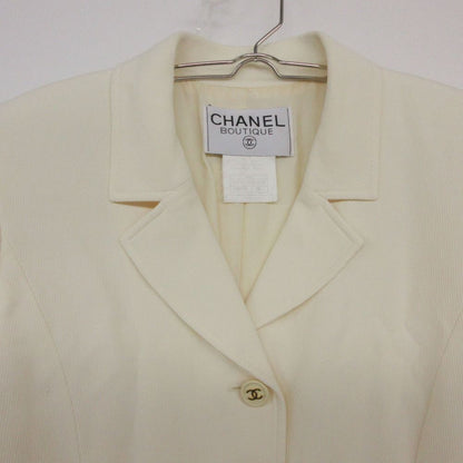 Chanel Chesterfield CC Logo Button Long Coat Notch Lapel Shoulder Pad Fully — view 3