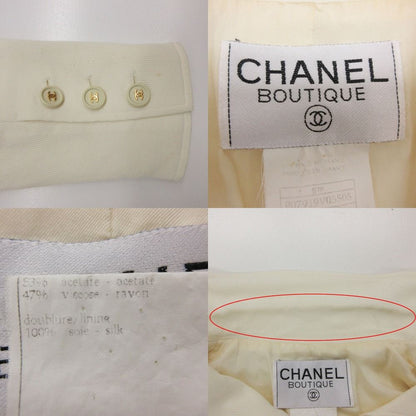 Chanel Chesterfield CC Logo Button Long Coat Notch Lapel Shoulder Pad Fully — view 8