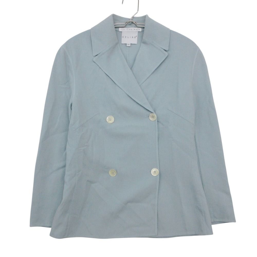 Celine Tailored Jacket Finition Hand Double Breasted Logo Button Outer
