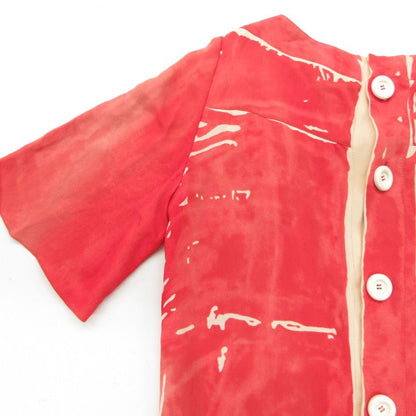Louis Vuitton Dress 100% Silk Back Button Paint Style Short Sleeve Mini Length — view 6