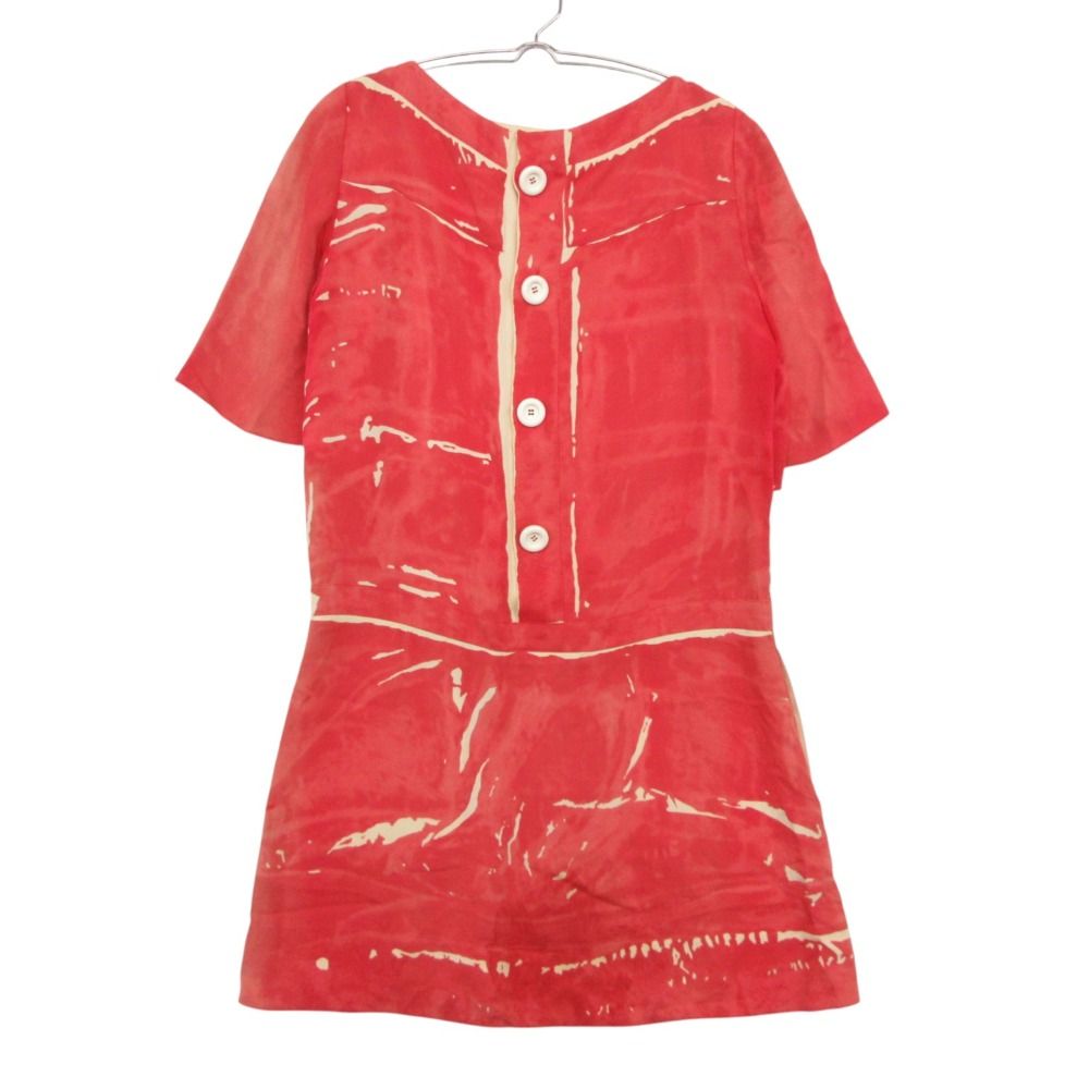 Louis Vuitton Dress 100% Silk Back Button Paint Style Short Sleeve Mini Length — view 2
