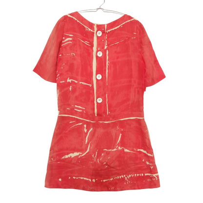 Louis Vuitton Dress 100% Silk Back Button Paint Style Short Sleeve Mini Length — view 2