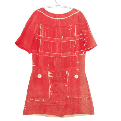 Louis Vuitton Dress 100% Silk Back Button Paint Style Short Sleeve Mini Length