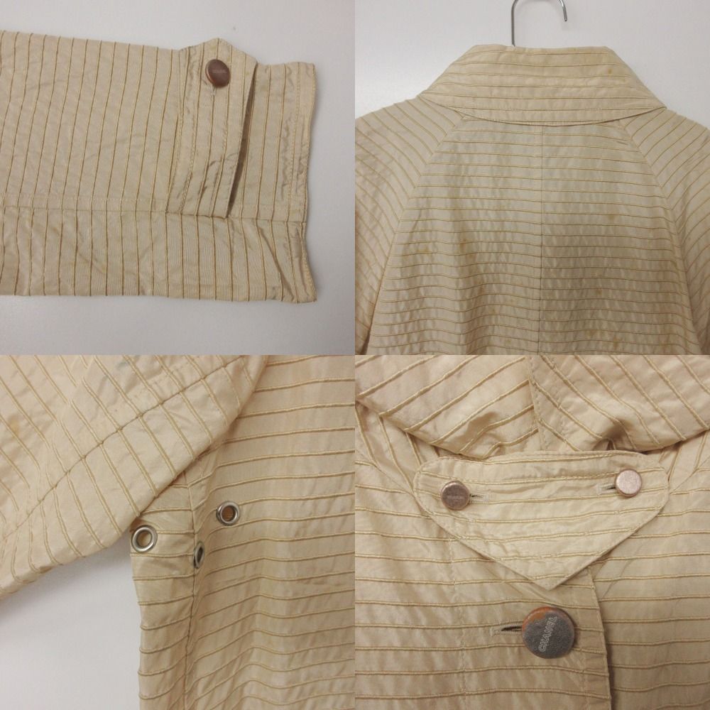 Chanel Soutien Collar Coat 01c Border Pattern Light Outer Beige — view 7