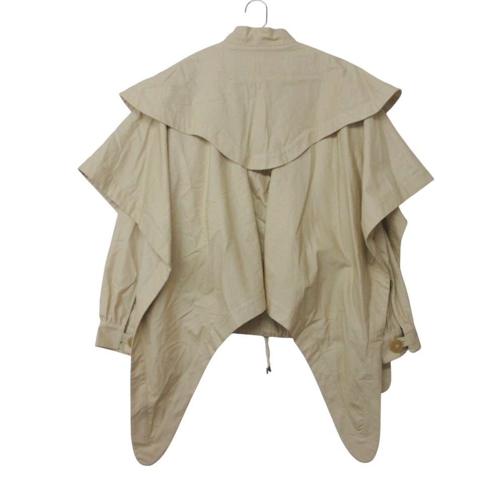 Loewe Poncho Cape Jacket Layered Pullover Half Zip Beige — view 2