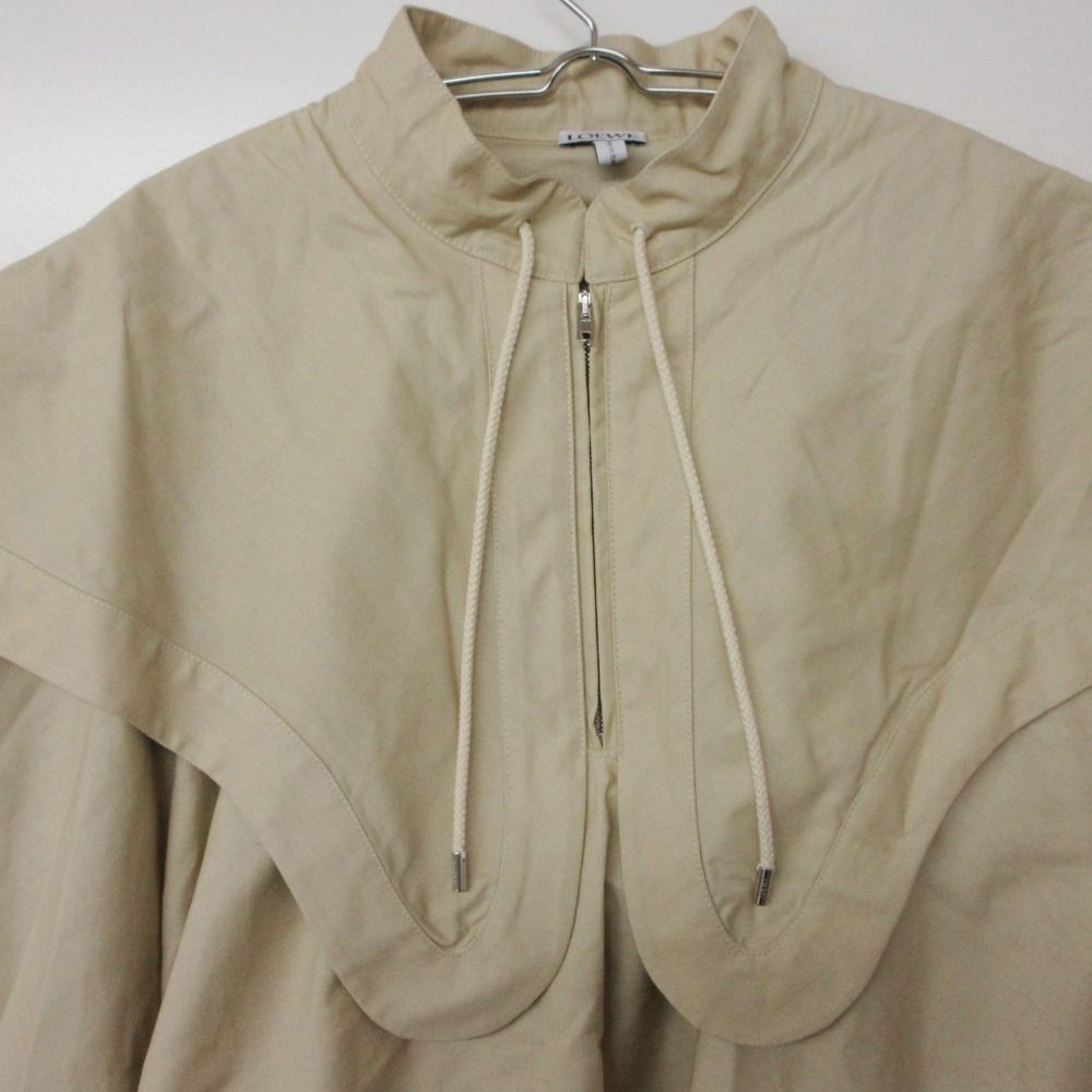 Loewe Poncho Cape Jacket Layered Pullover Half Zip Beige — view 5