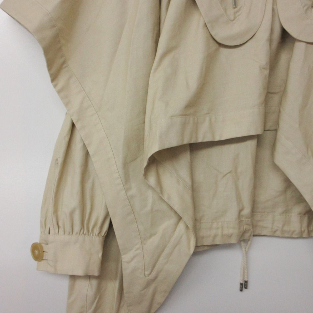 Loewe Poncho Cape Jacket Layered Pullover Half Zip Beige — view 4