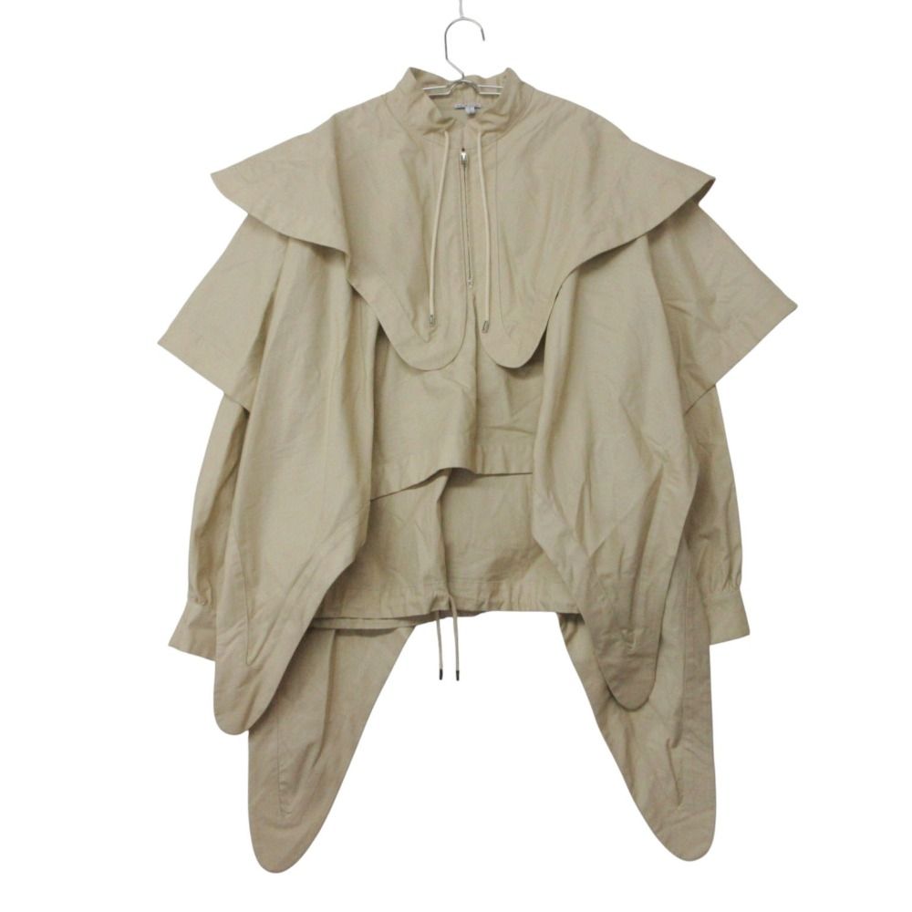 Loewe Poncho Cape Jacket Layered Pullover Half Zip Beige