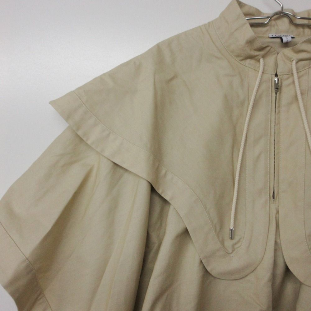 Loewe Poncho Cape Jacket Layered Pullover Half Zip Beige — view 3