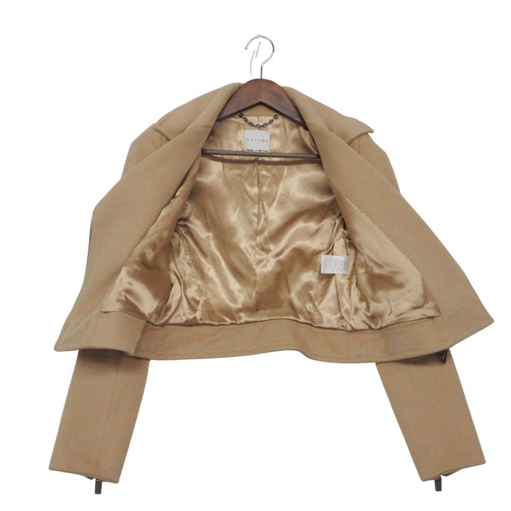 Celine Rider's Jacket Double Melton Wool Cropped Short Length Riders Beige — view 3