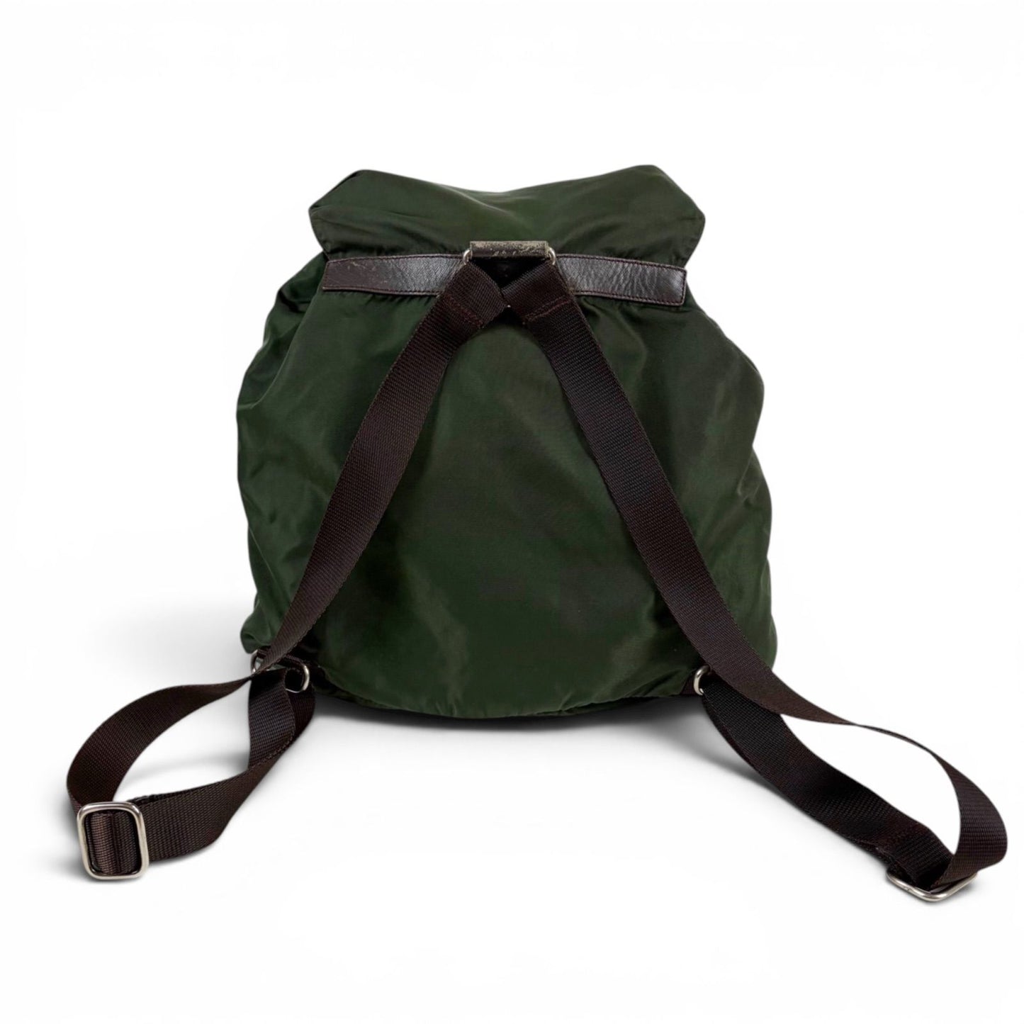 Prada Triangle Logo Backpack Tessuto Nylon Khaki Green — view 2