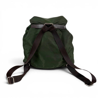 Prada Triangle Logo Backpack Tessuto Nylon Khaki Green — view 2