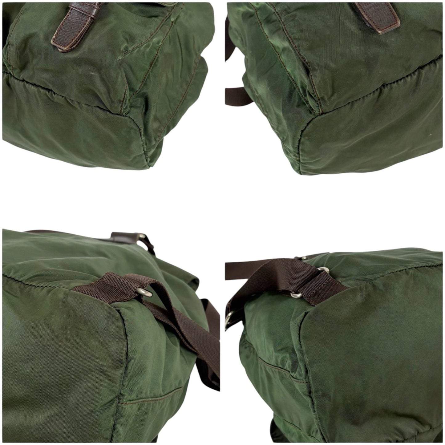 Prada Triangle Logo Backpack Tessuto Nylon Khaki Green — view 5