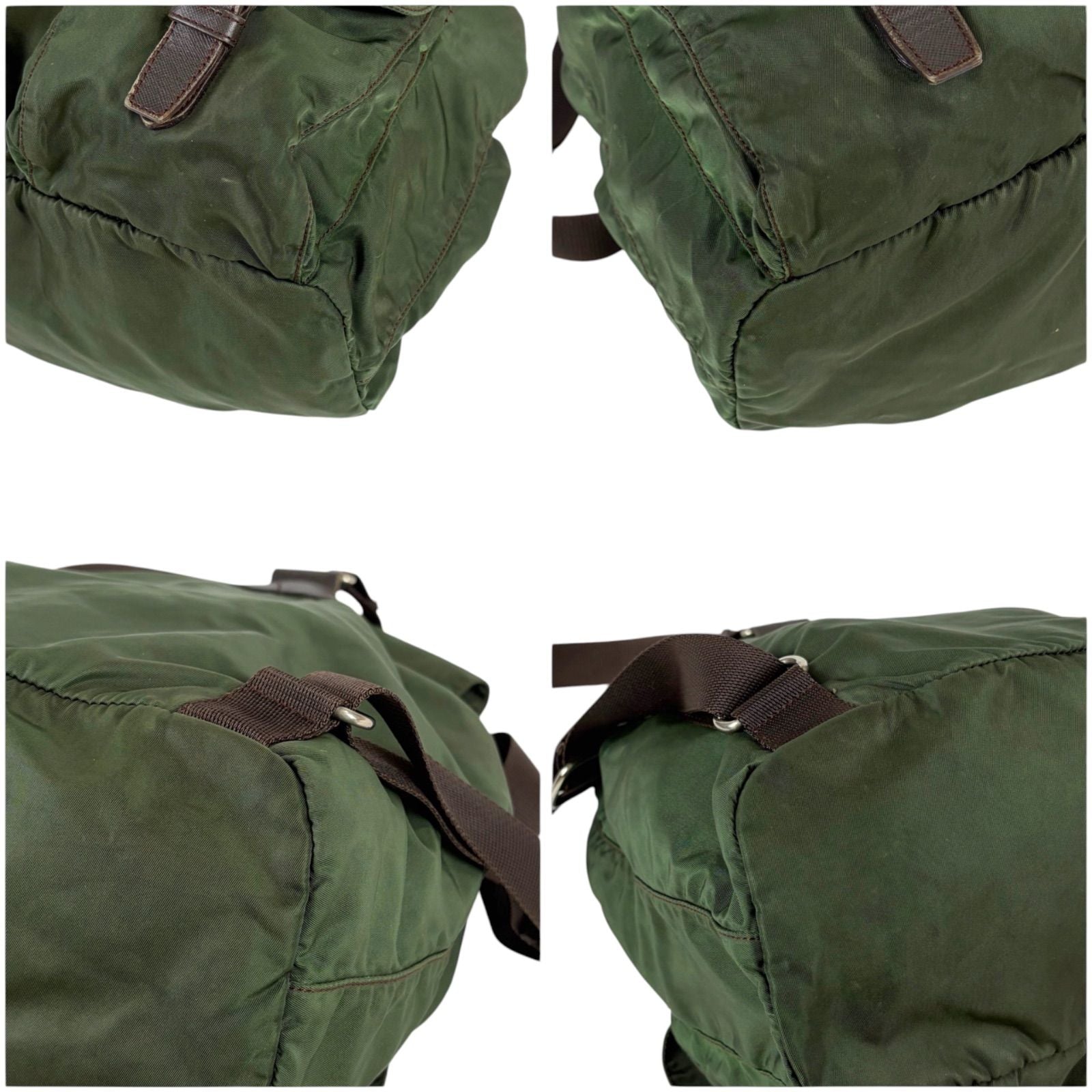 Prada Triangle Logo Backpack Tessuto Nylon Khaki Green — view 5