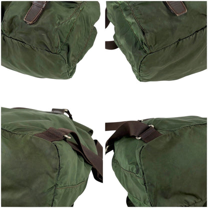 Prada Triangle Logo Backpack Tessuto Nylon Khaki Green — view 5