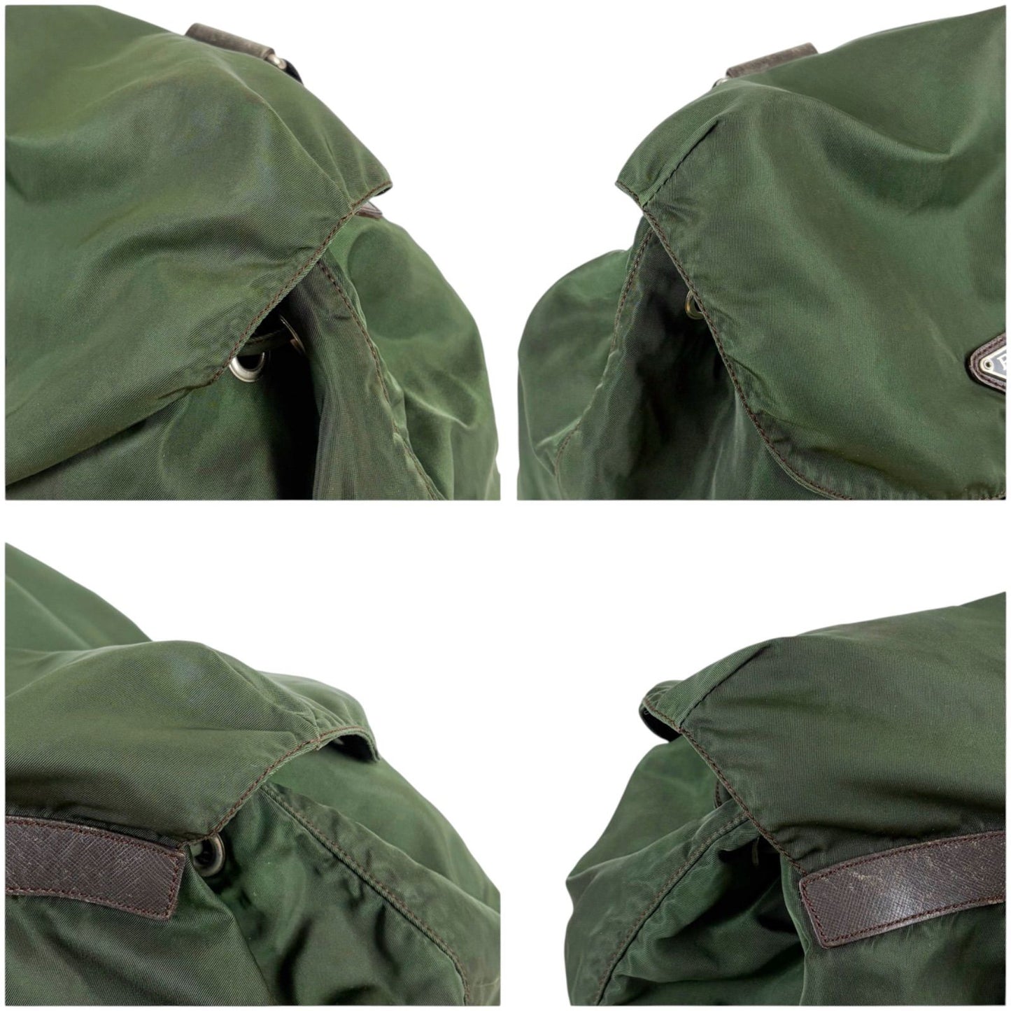 Prada Triangle Logo Backpack Tessuto Nylon Khaki Green — view 4