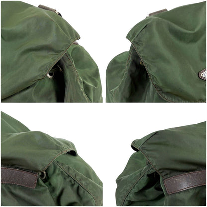 Prada Triangle Logo Backpack Tessuto Nylon Khaki Green — view 4