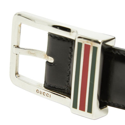 Gucci Sherry Line Square Logo Buckle Belt Black Silver Leather — view 4