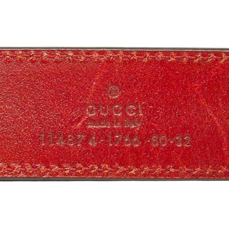 Gucci Interlocking G Logo Buckle Belt Red Leather — view 5